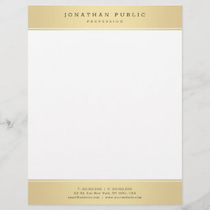 Trendy Gold White Elegant Glamour Template Modern Custom Letterhead