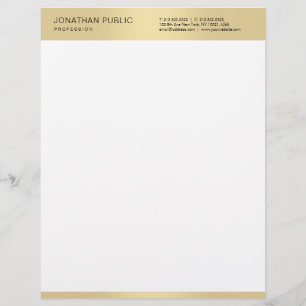 Trendy Gold White Elegant Simple Modern Template Custom Letterhead