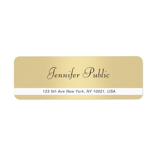 Trendy Gold White Handwritten Script Simple Modern (Front)