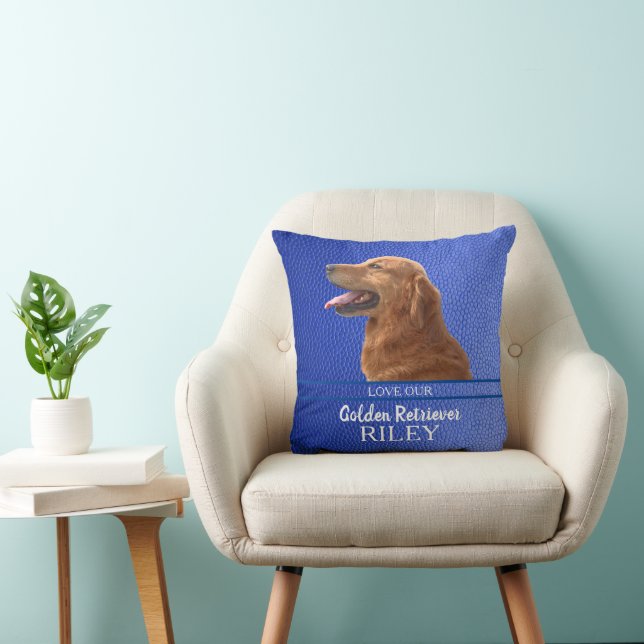 Trendy Golden Retriever Throw Pillow (Chair)