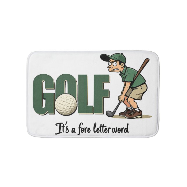 Trendy Golf Bath Mat With Funny Quote (Front)