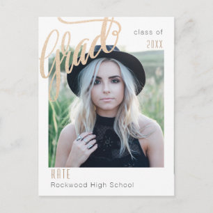 Trendy Grad Announcement/invite Golden Framing Postcard