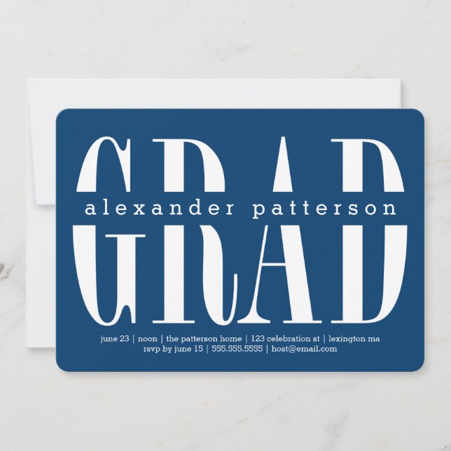 Trendy Grad Custom Colour Graduation Invitation (Front)