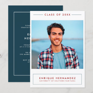 Trendy Grad Photo Graduation Party Announcement
