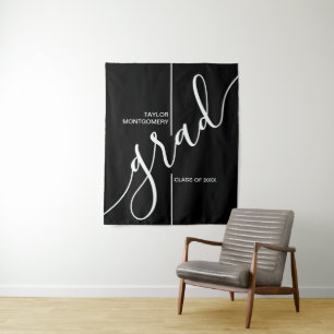 Trendy Grad Script Graduation Party Backdrop Tapestry