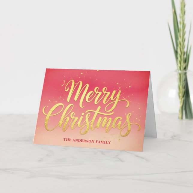 Trendy Gradient Merry Christmas Modern Holiday Card (Front)