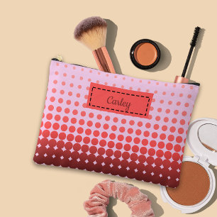 Trendy Gradient Polka Dots Custom Name Accessory Pouch