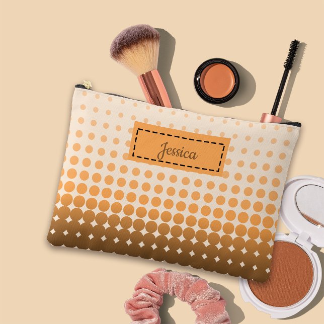 Trendy Gradient Polka Dots Custom Name Accessory Pouch (Creator Uploaded)
