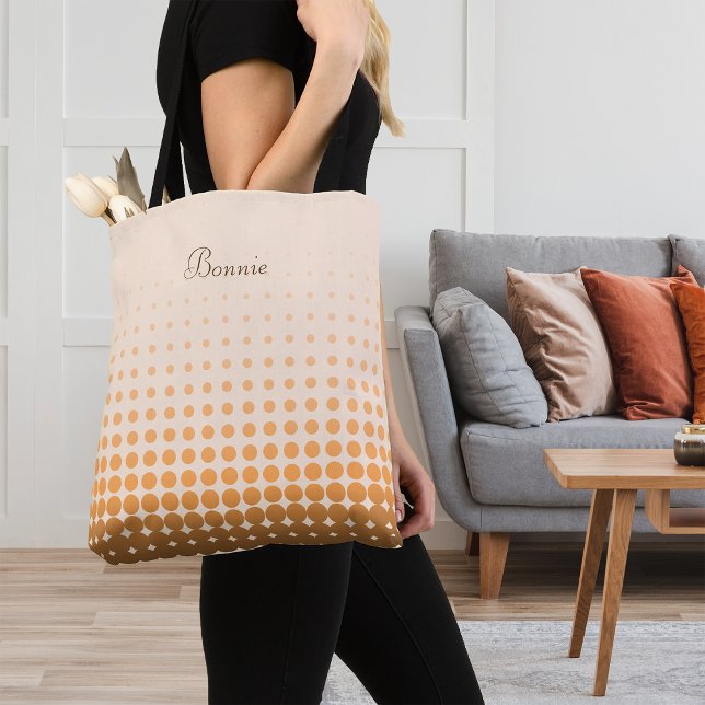 Trendy Gradient Polka Dots Custom Name Tote Bag (Creator Uploaded)
