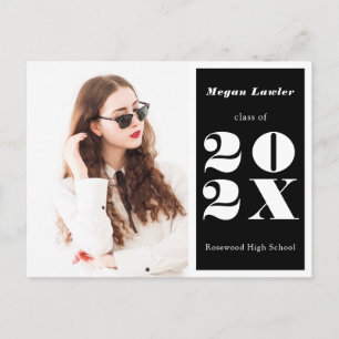Trendy Graduate Announcement Photo Black Postcard