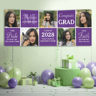 Trendy Graduate Custom 5 Photo Collage Graduation Banner