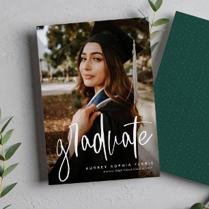 Trendy graduate green one photo announcement