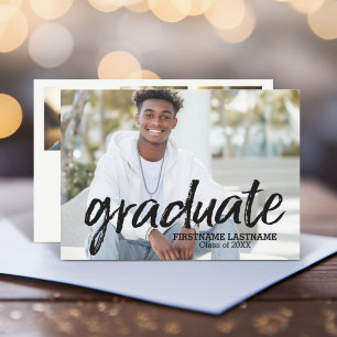 Trendy Graduation Announce Party with 4 Photos Invitation