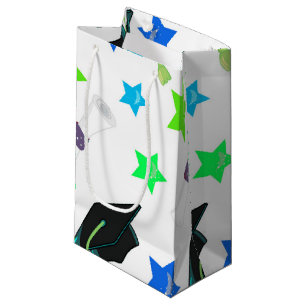 Trendy Graduation Cap and Stars Small Gift Bag