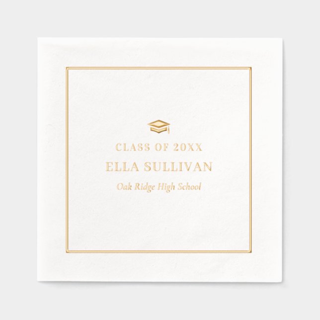 Trendy Graduation Foil Napkins Classy Modern (Front)