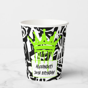 Trendy Graffiti Urban Crown Green Black  Paper Cups