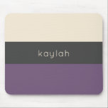 Trendy Grape Colour Block Pattern with Name Mouse Pad<br><div class="desc">A trendy minimalist design with a fresh colour block pattern in grape (purple),  grey,  and sand beige. Personalise with your name or other desired text. This design is available in a variety of colour combinations.</div>