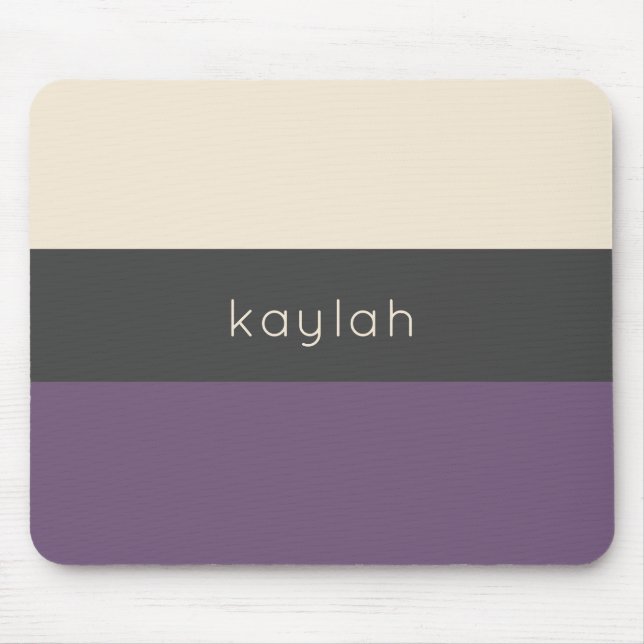 Trendy Grape Colour Block Pattern with Name Mouse Pad (Front)