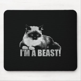 Trendy Graphic Cat Stamp I'm A Beast Mouse Pad