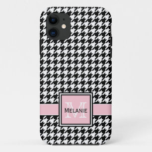 Trendy Graphic Houndstooth with Custom Monogram Case-Mate iPhone Case