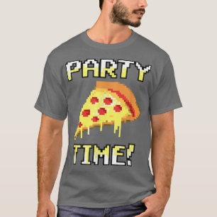 Trendy Graphic Pixelated Pizza Party Time! 3310563 T-Shirt