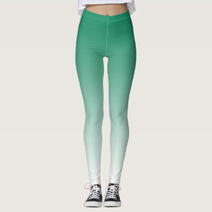 Trendy Green and White Ombre Leggings