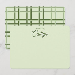 Trendy Green Basketweave Personalised Flat Card