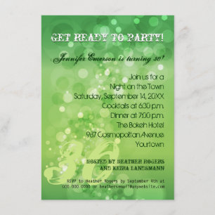 Trendy Green Bokeh Party Invitation