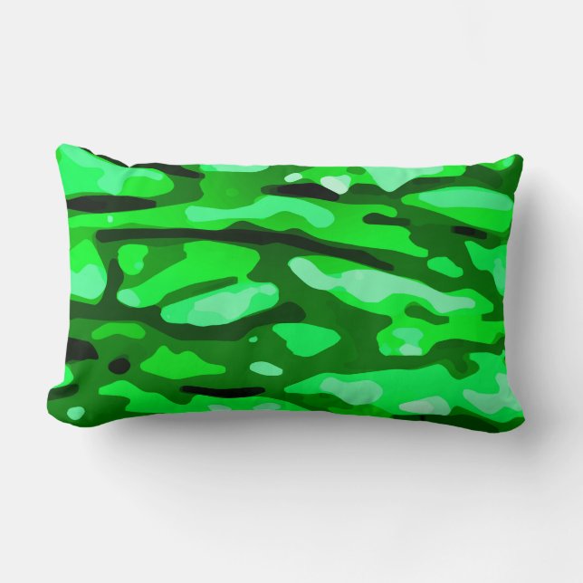 Trendy Green Camo Pattern Lumbar Cushion (Front)