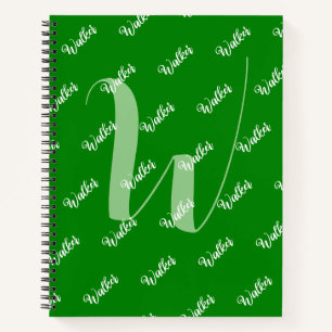 Trendy Green Colour - Initial Name Monogrammed Notebook