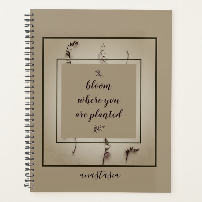 Trendy Green Floral Anastasia Bloom Where Planted  Planner (Front)