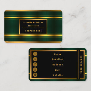 Trendy Green Gold Luxury Linen Texture Collection Business Card