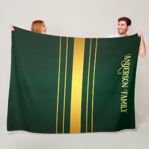 Trendy Green Gold Luxury Linen Texture Collection Fleece Blanket