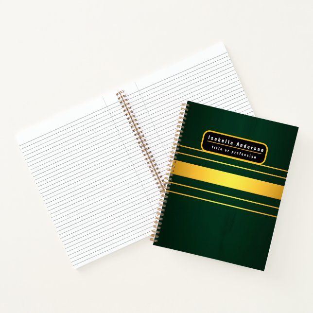 Trendy Green Gold Luxury Linen Texture Collection Notebook (Inside)