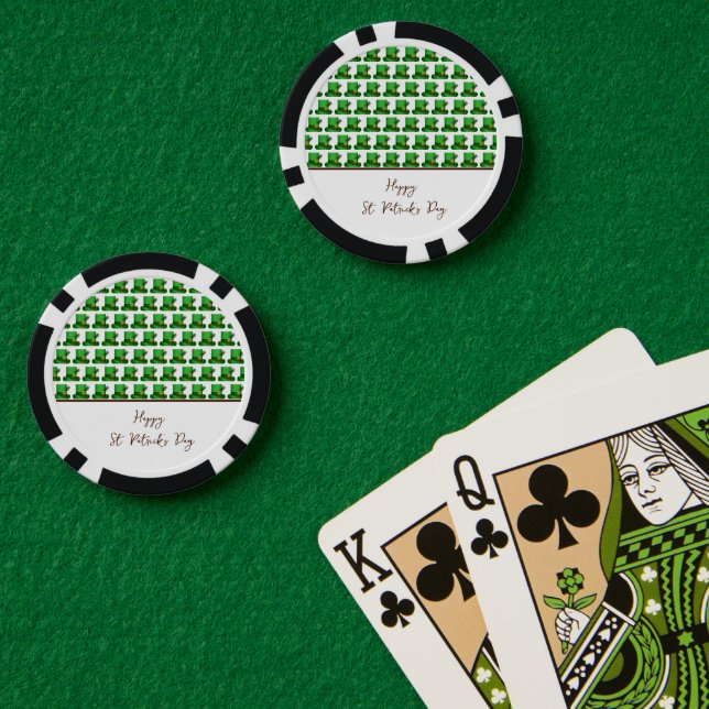 Trendy Green Hats Pattern St. Patrick's Day Poker Chips (Poker Table (Double))
