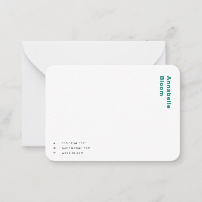 Trendy Green Modern Minimalist Simple Card (Front)