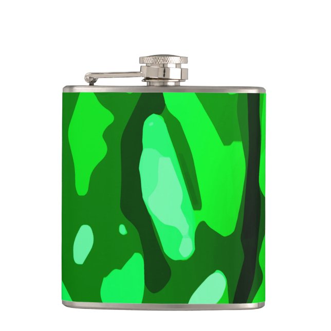 Trendy Green Pattern Hip Flask (Front)