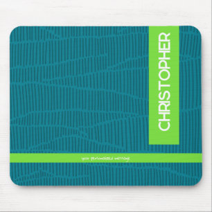 Trendy Green Personalised Name Mouse Pad