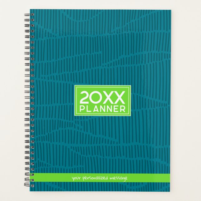 Trendy Green Personalised Name Planner (Front)