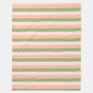 Trendy Green Pink Orange Striped Elegant Template Fleece Blanket