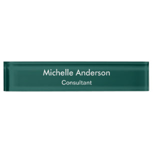 Trendy Green Script Consultant Desk Nameplate