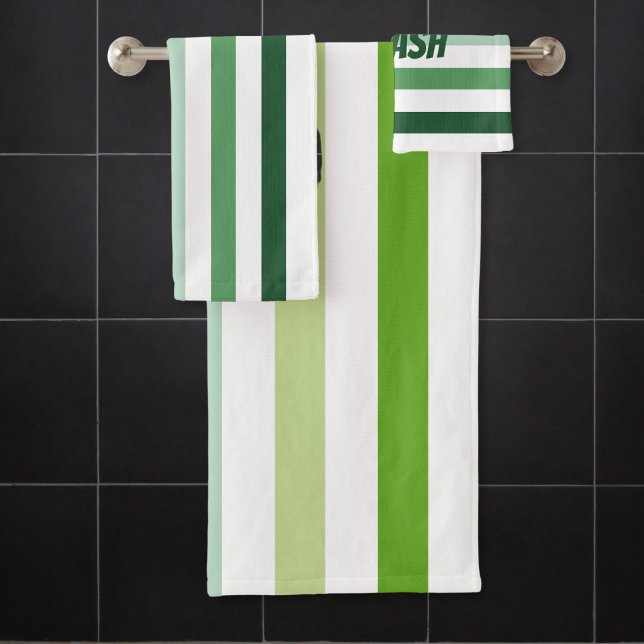 Trendy Green Stripes Bath Towel Set (Creator Uploaded)