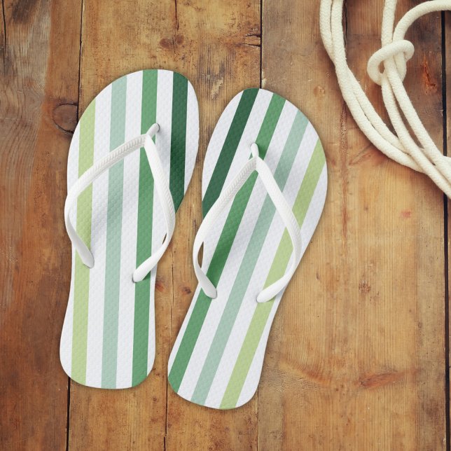 Trendy Green Stripes Jandals (flip flops with green stripes)
