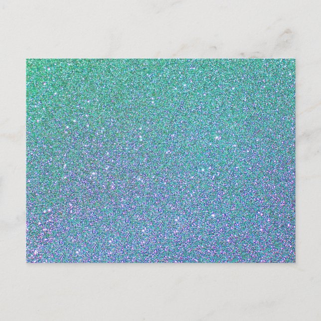 Trendy Green Teal Blue Glitter Pattern Postcard (Front)