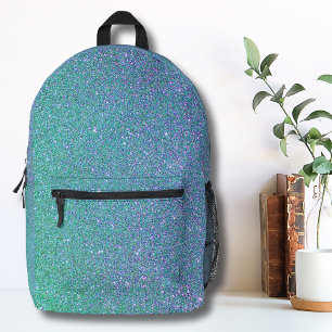 Trendy Green Teal Blue Glitter Pattern Printed Backpack