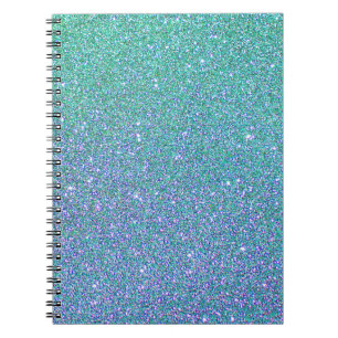 Trendy Green Teal Blue Glitter Pattern Spiral Notebook