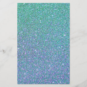 Trendy Green Teal Blue Glitter Pattern Stationery