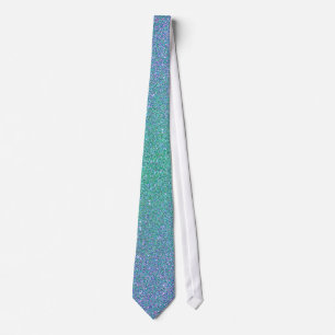 Trendy Green Teal Blue Glitter Pattern Tie
