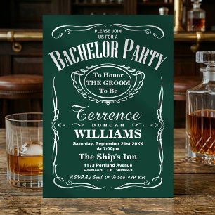 Trendy Green Typography Bachelor Party Invitation