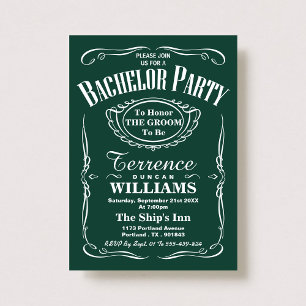 Trendy Green Typography Bachelor Party Invitation